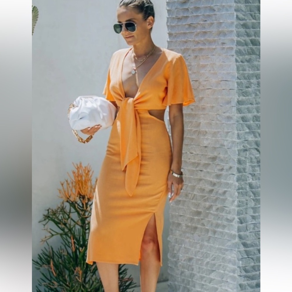Vici Orange jenner linen dress size s